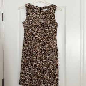 Connected Brown Black & White Abstract Print Dress